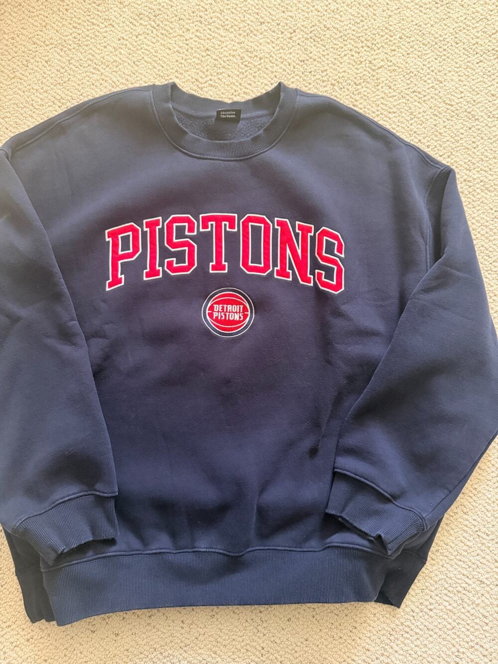 Hype and Vice Detroit Pistons Crewneck Sweatshirt L Navy Embroidered NBA